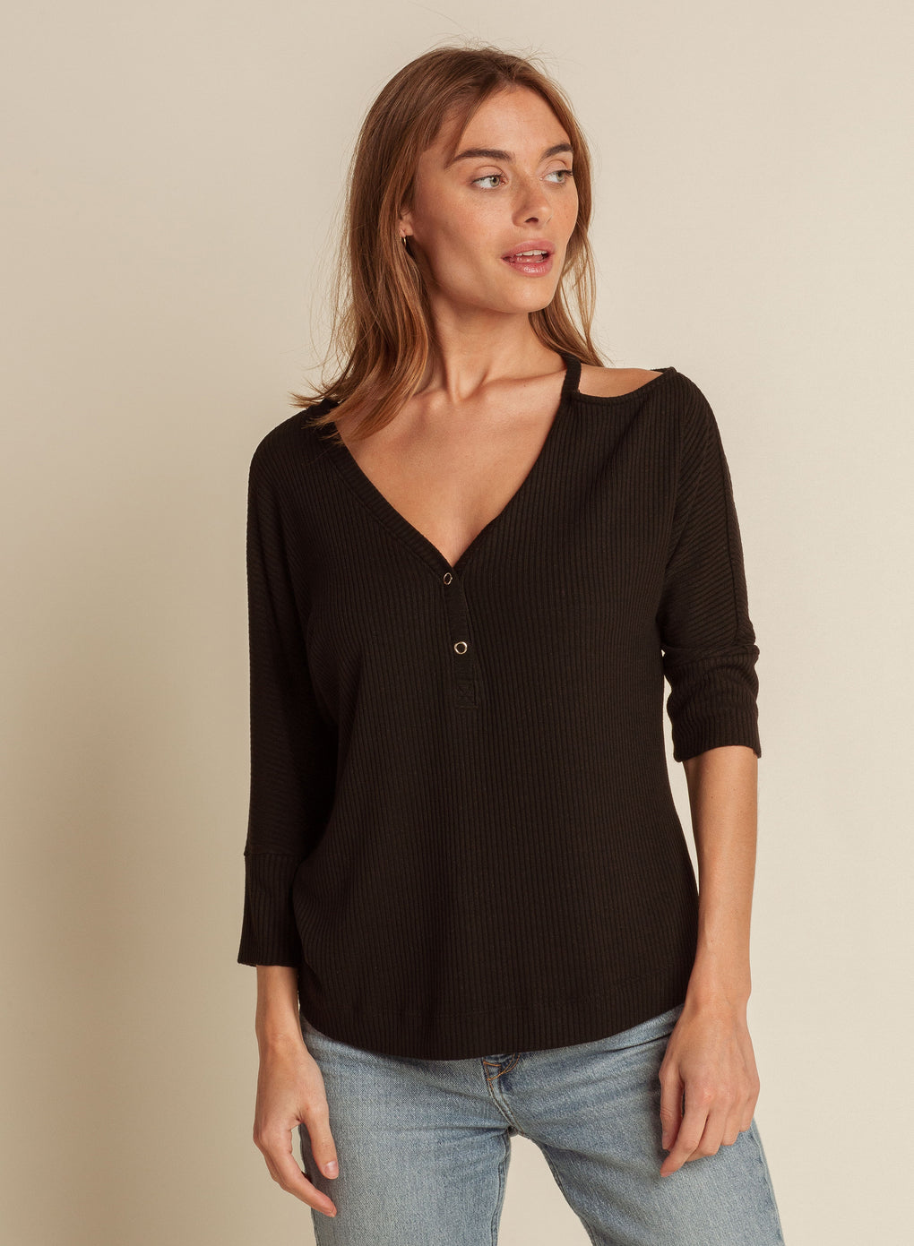 Henley V Neck Cut Dolman