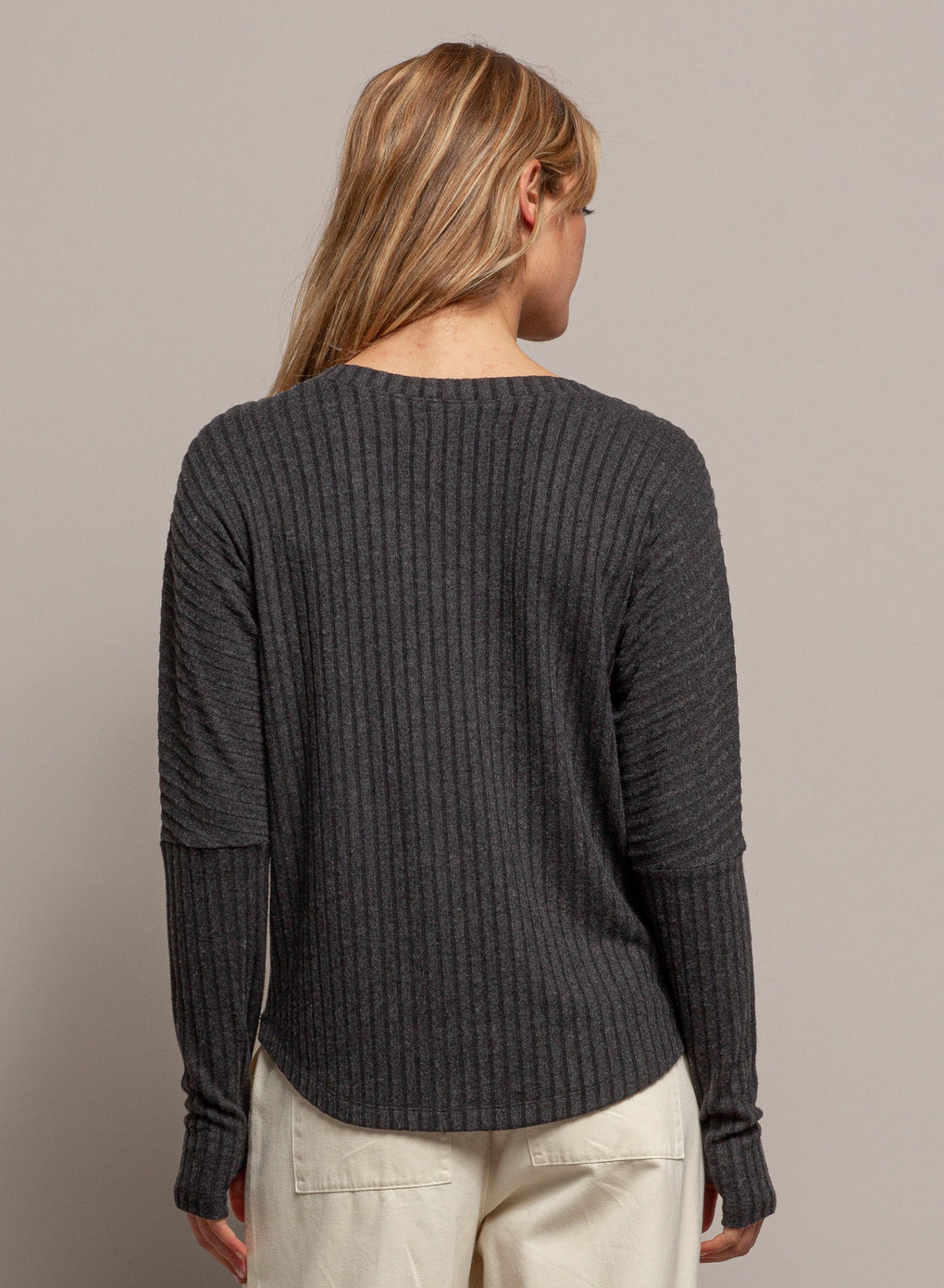 Dolman V Neck Top with Thumbholes